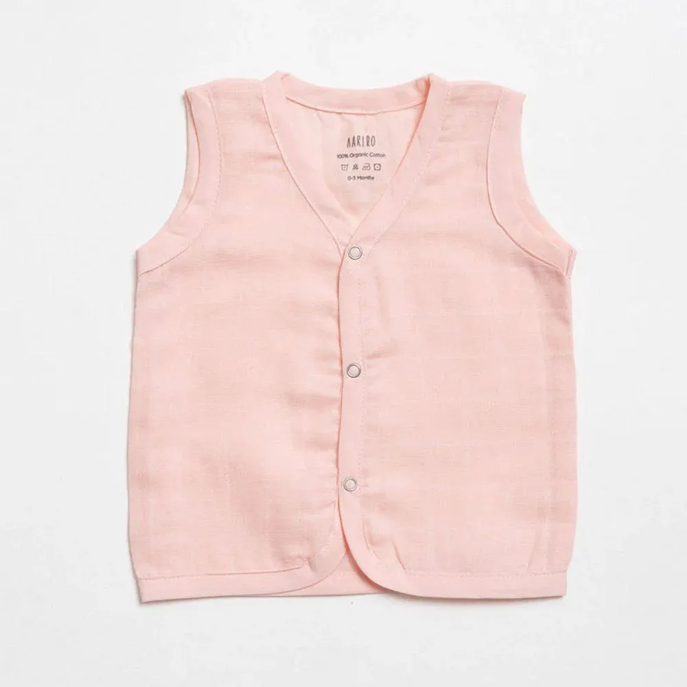 Beige, Blue & Pink Muslin Jabla Set - Pack Of 3