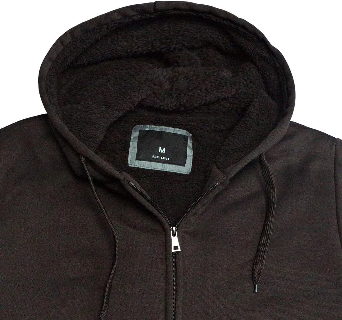 Gary Com Heavyweight Sherpa Hoodies for Men, Thick Fleece Lined Full Zip Up Winter Warm Sweatshirts Work Jackets