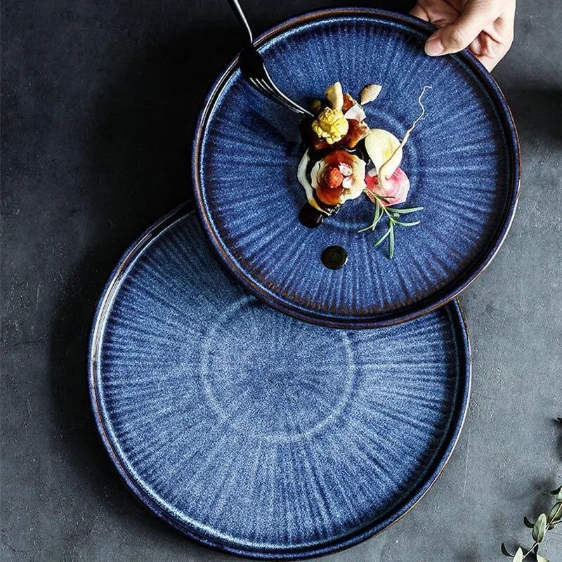 Handmade Blue Plate Sets - 25.5cm (4 Pcs Set)