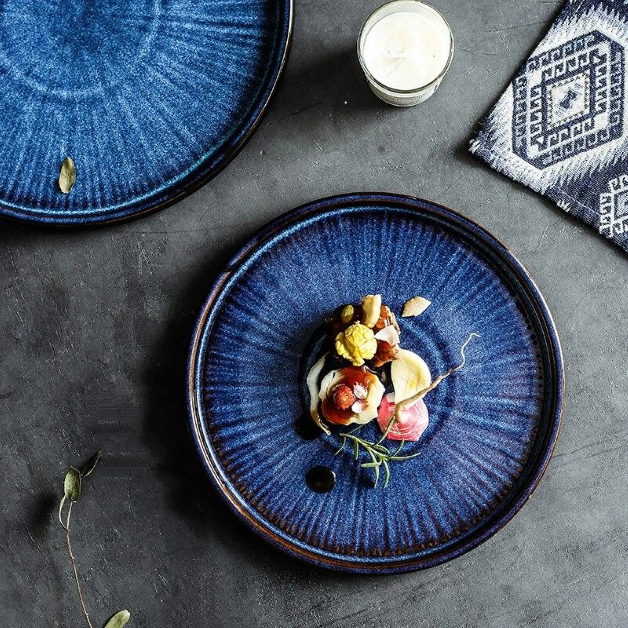 Handmade Blue Plate Sets - 25.5cm (4 Pcs Set)