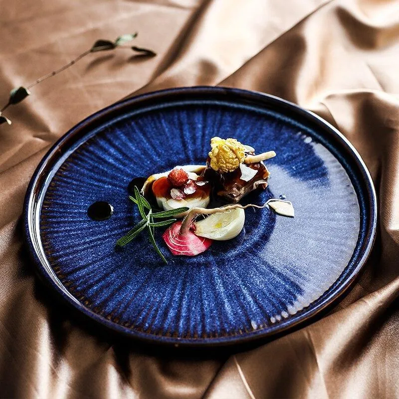Handmade Blue Plate Sets - 25.5cm (4 Pcs Set)