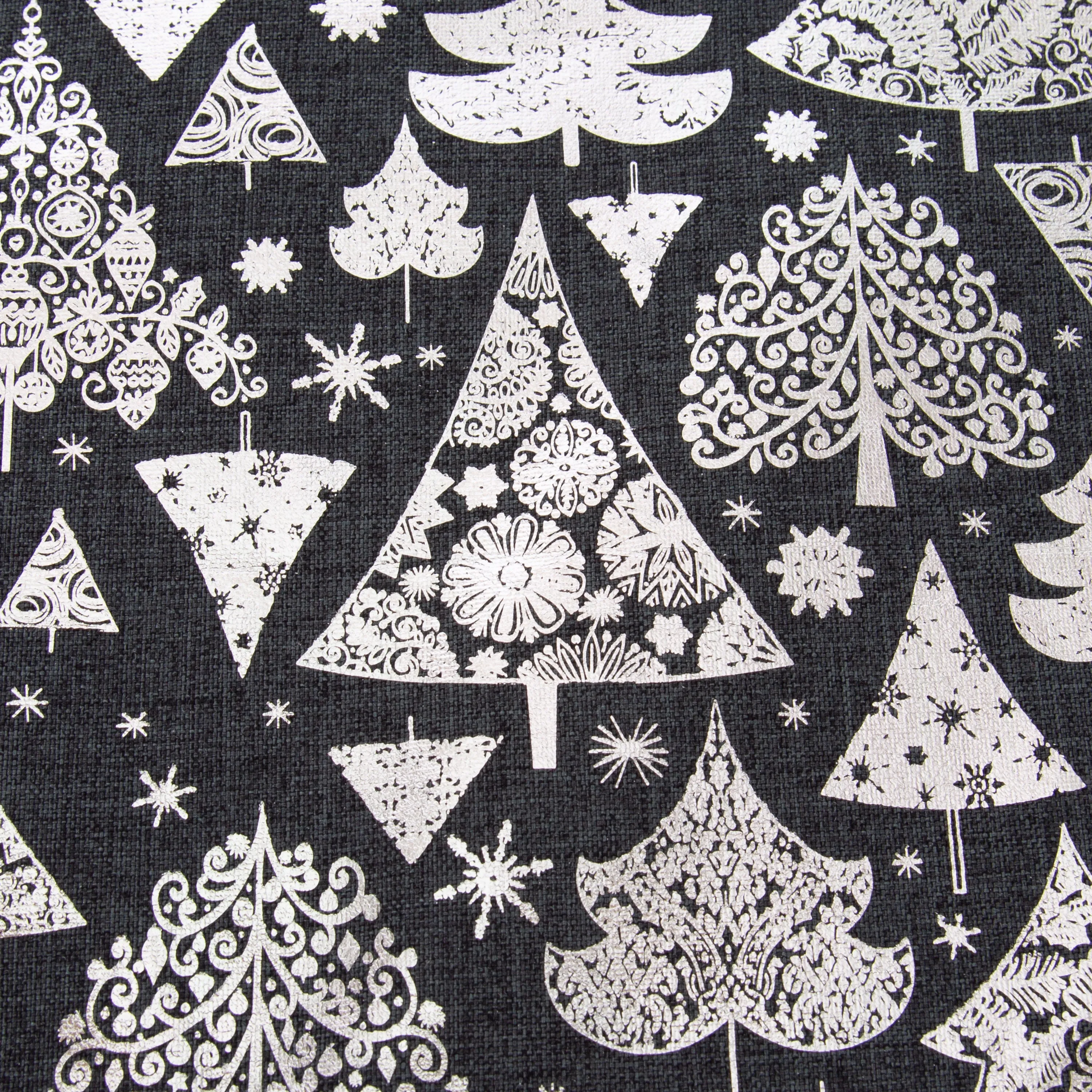 Indoor Metallic Christmas Trees Grey Rectangular Throw Pillow