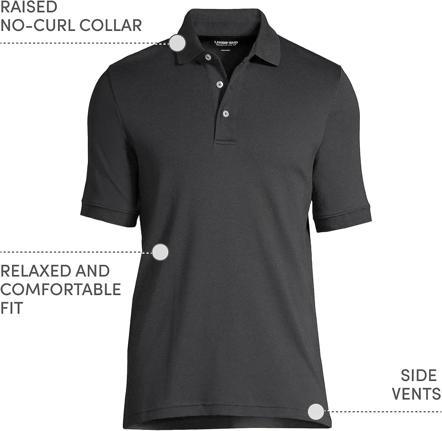 Lands' End Men's Short Sleeve American-Grown Supima Cotton Polo Shirt