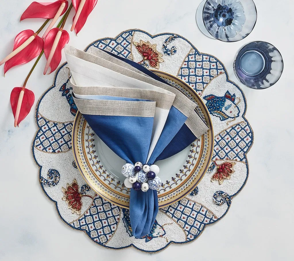 Orient Placemat in White & Multi, Set of 2