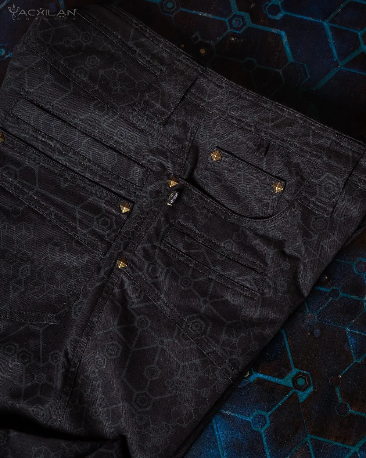 Pants Men / Cotton Printed - Black SHAMANKA