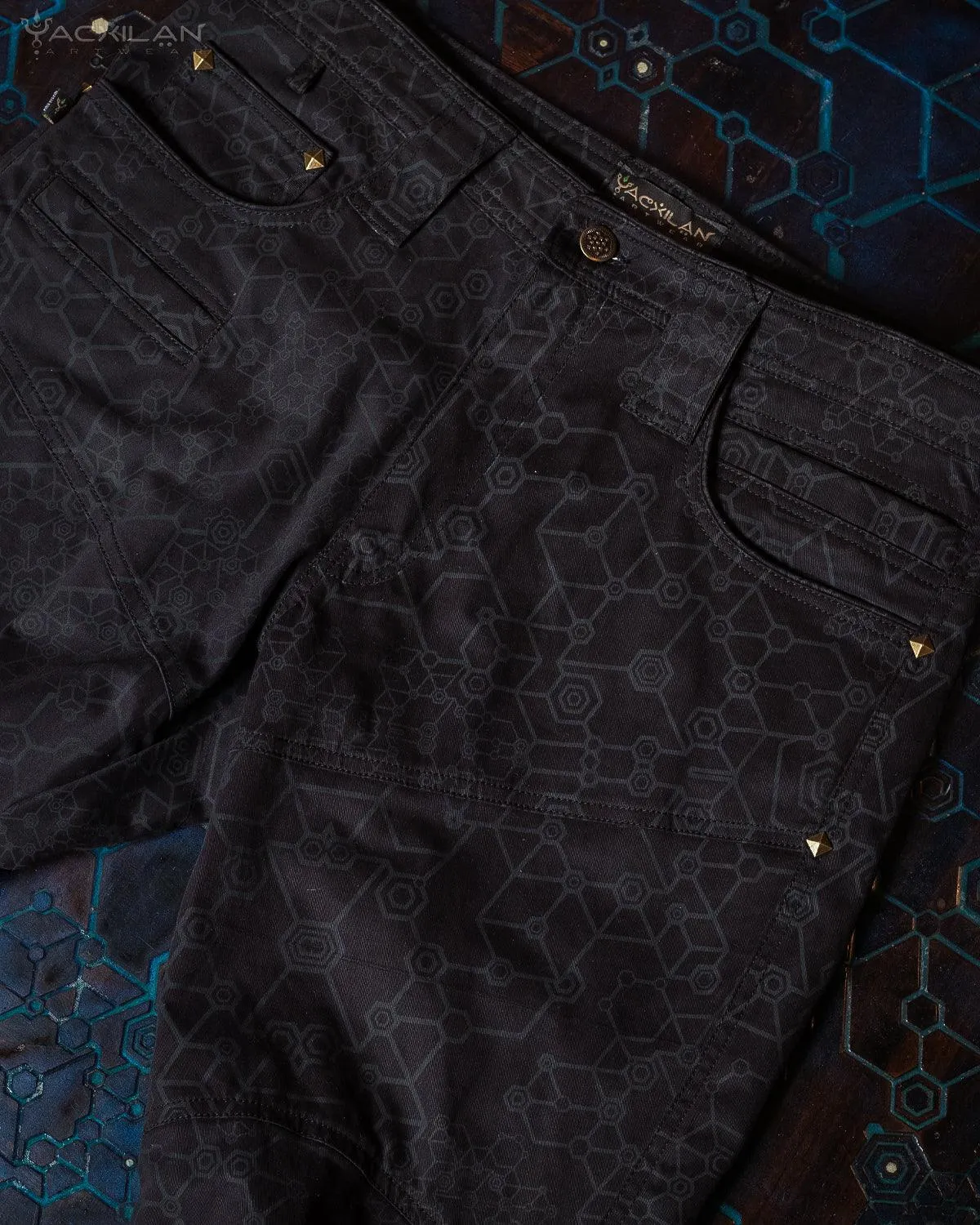 Pants Men / Cotton Printed - Black SHAMANKA