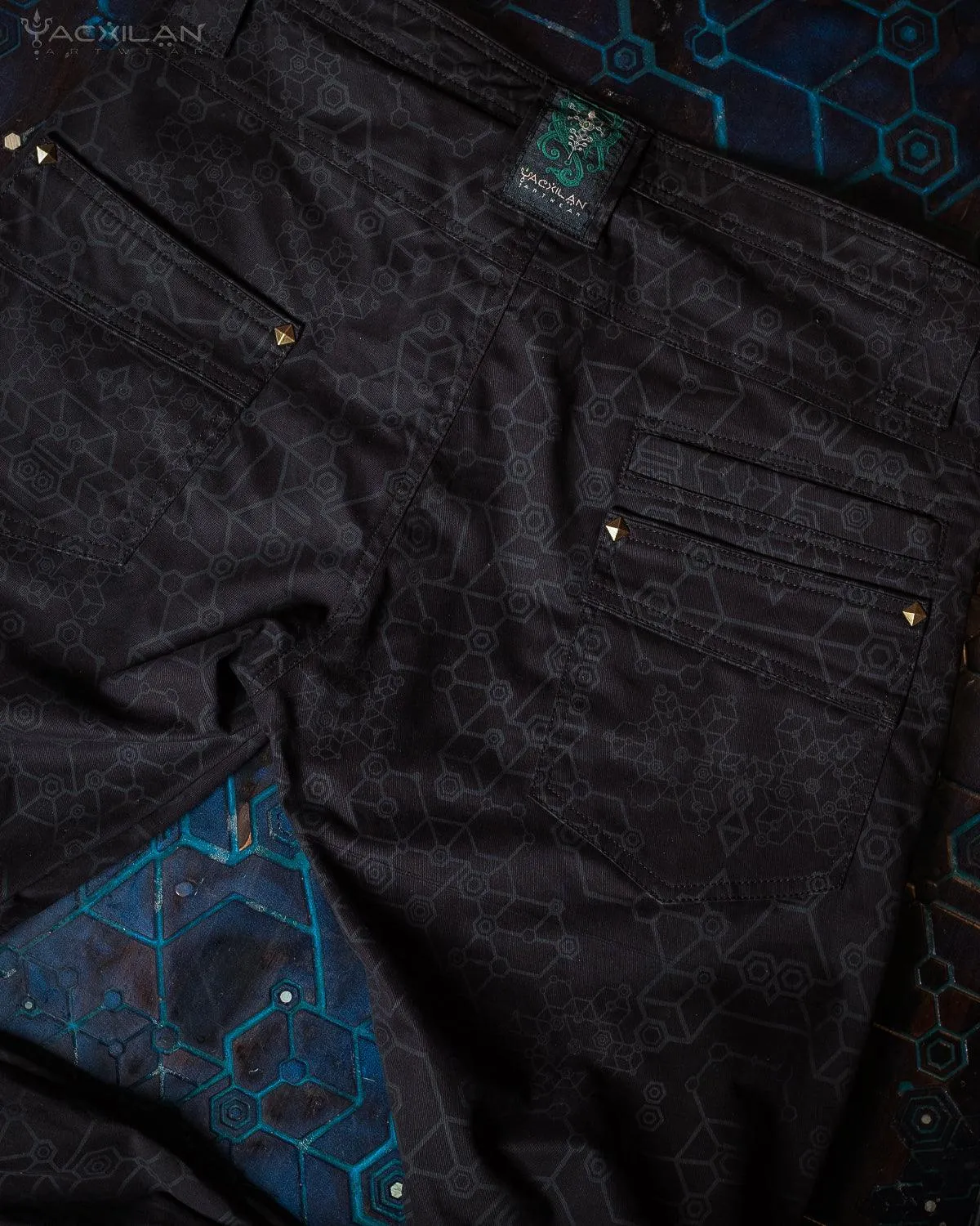 Pants Men / Cotton Printed - Black SHAMANKA