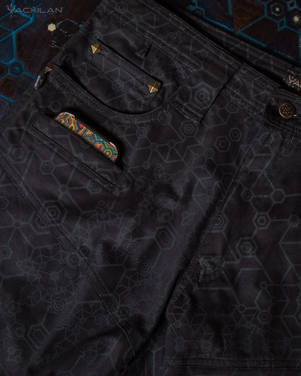 Pants Men / Cotton Printed - Black SHAMANKA