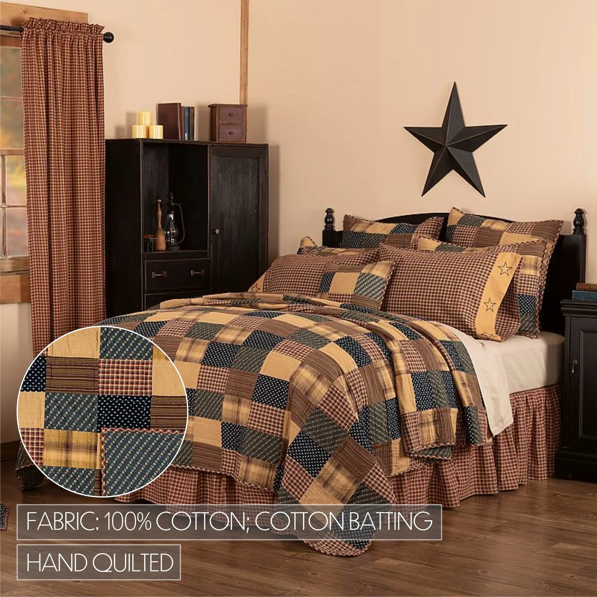 Patriotic Patch Quilt Set, Quilt w/ Sham