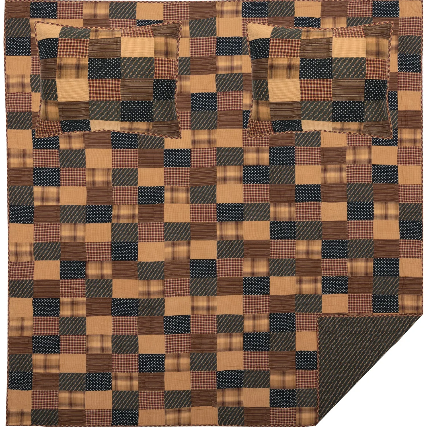Patriotic Patch Quilt Set, Quilt w/ Sham