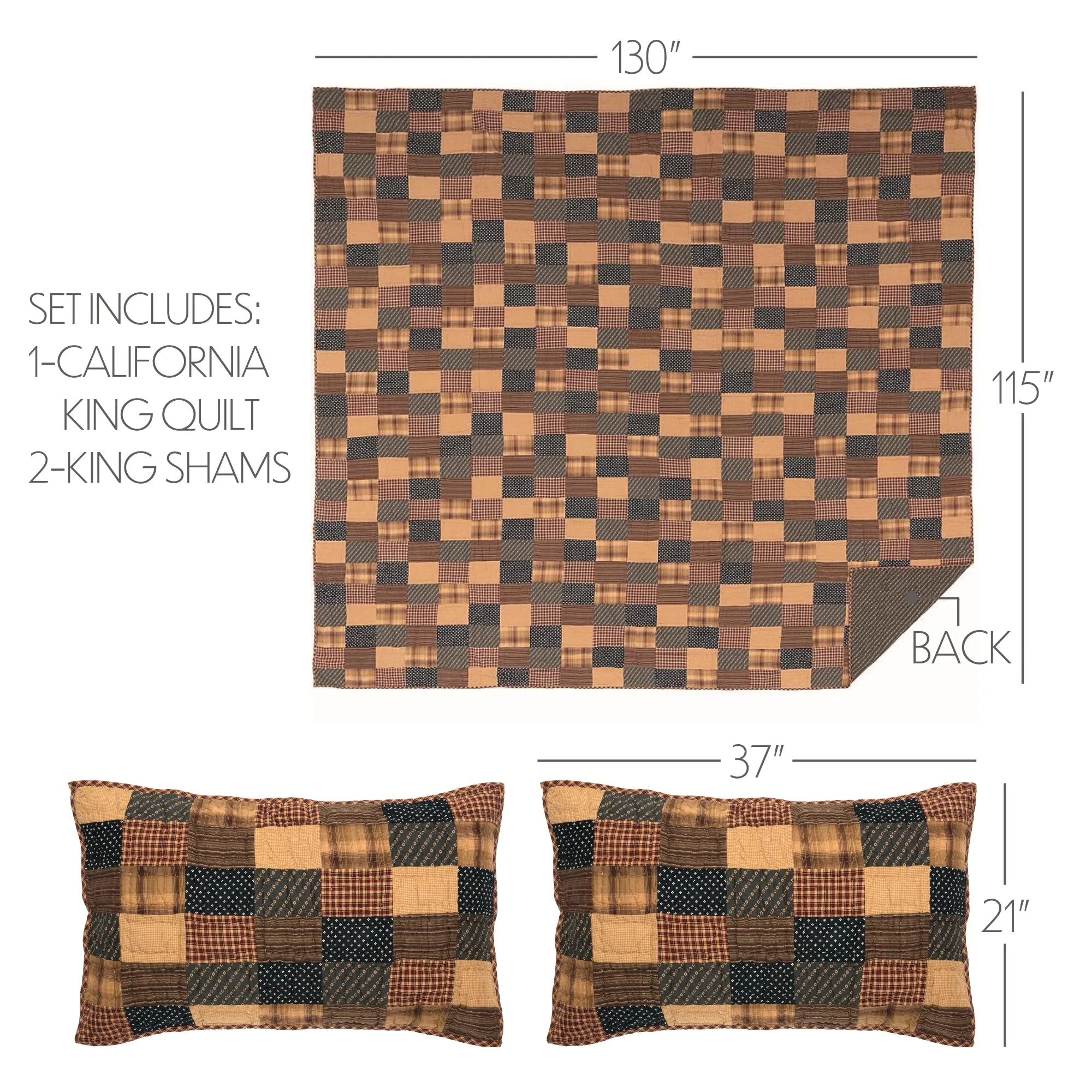 Patriotic Patch Quilt Set, Quilt w/ Sham