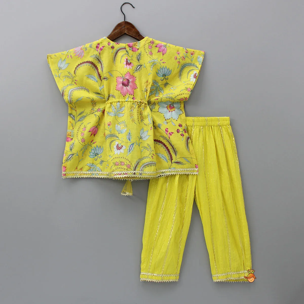 Pre Order: Floral Printed Stylish Kaftan And Pant
