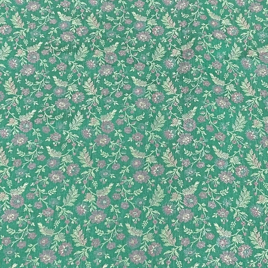 Premium Green Traditional Print Tanchui Jamewar Silk Fabric