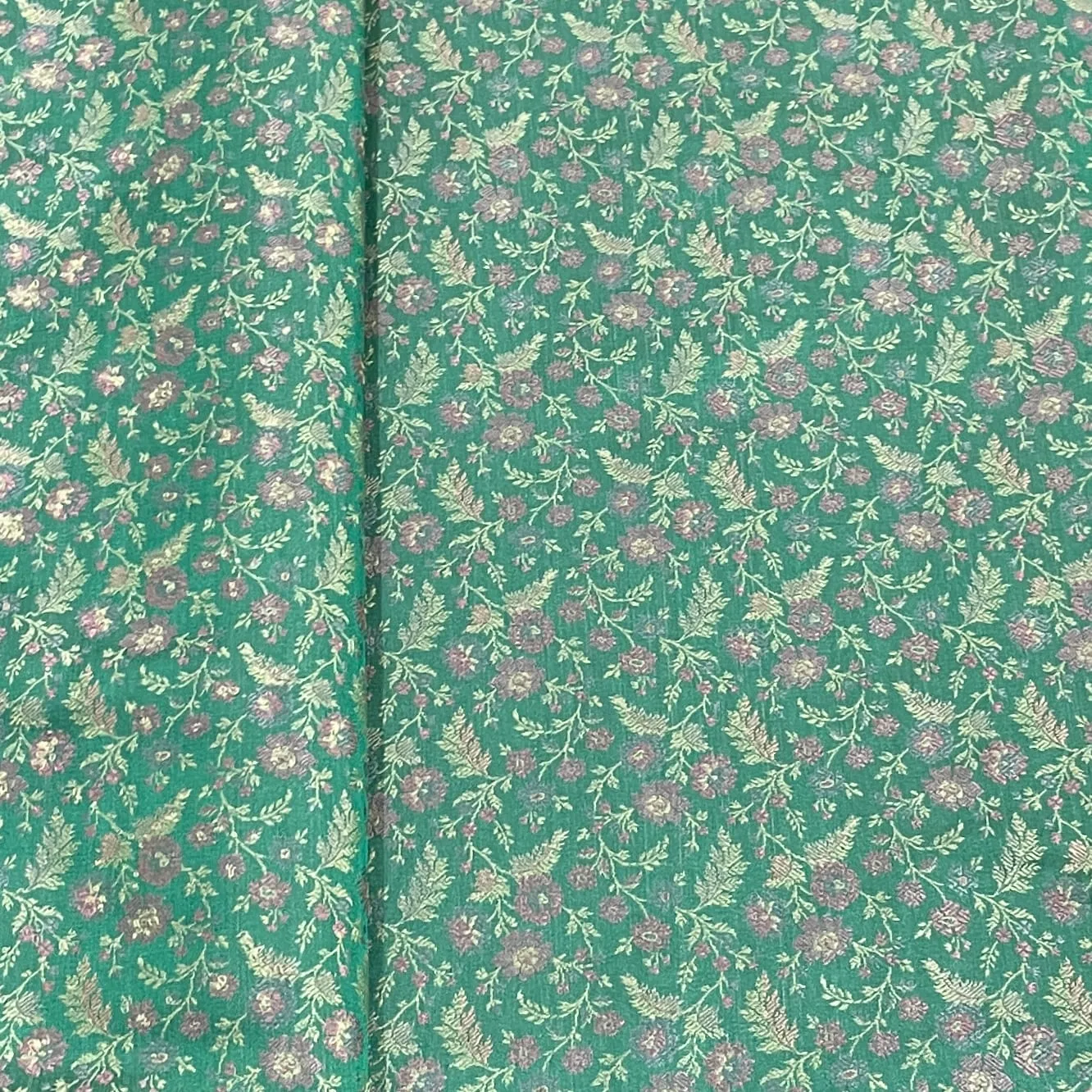 Premium Green Traditional Print Tanchui Jamewar Silk Fabric