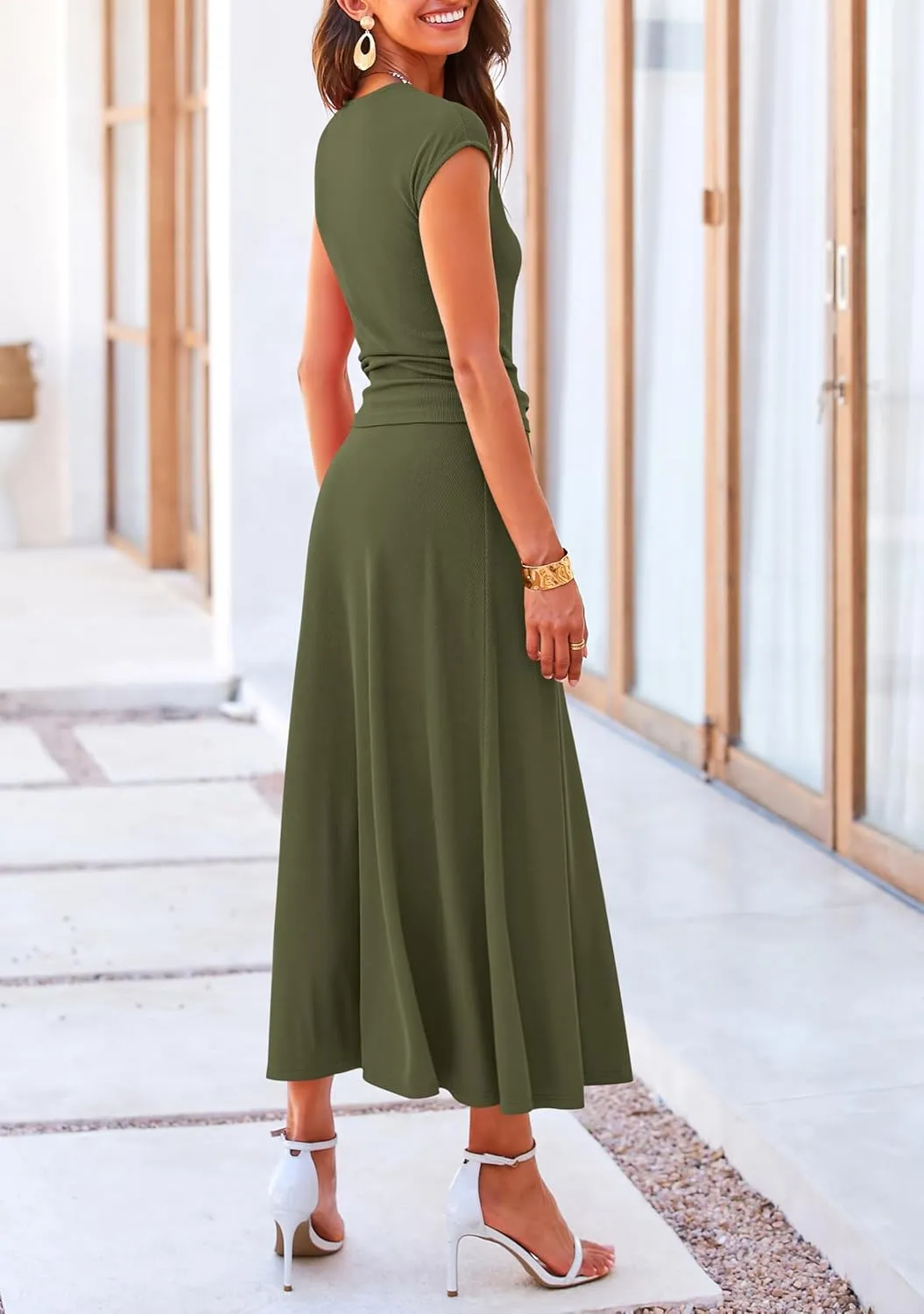 PRETTYGARDEN Summer Two Piece Skirt Set for Women 2025 Dressy Casual Knit Matching Travel Spring Vacation Lounge Outfits