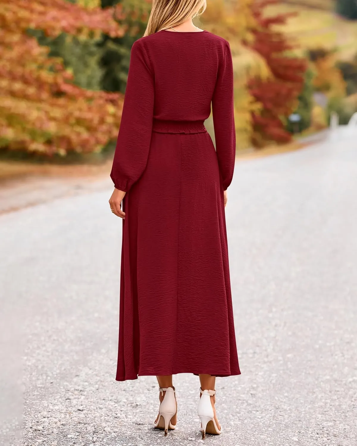 PRETTYGARDEN Women 2 Piece Outfits Casual V Neck Lantern Long Sleeve Strappy Crop Tops High Waist Midi Skirt Sets 2025