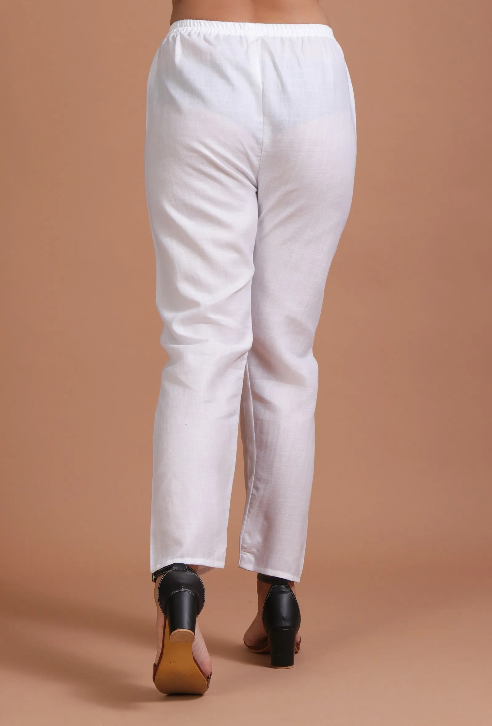 Set Of 2: Blue & White Cotton Plain Kurta & Pant Set