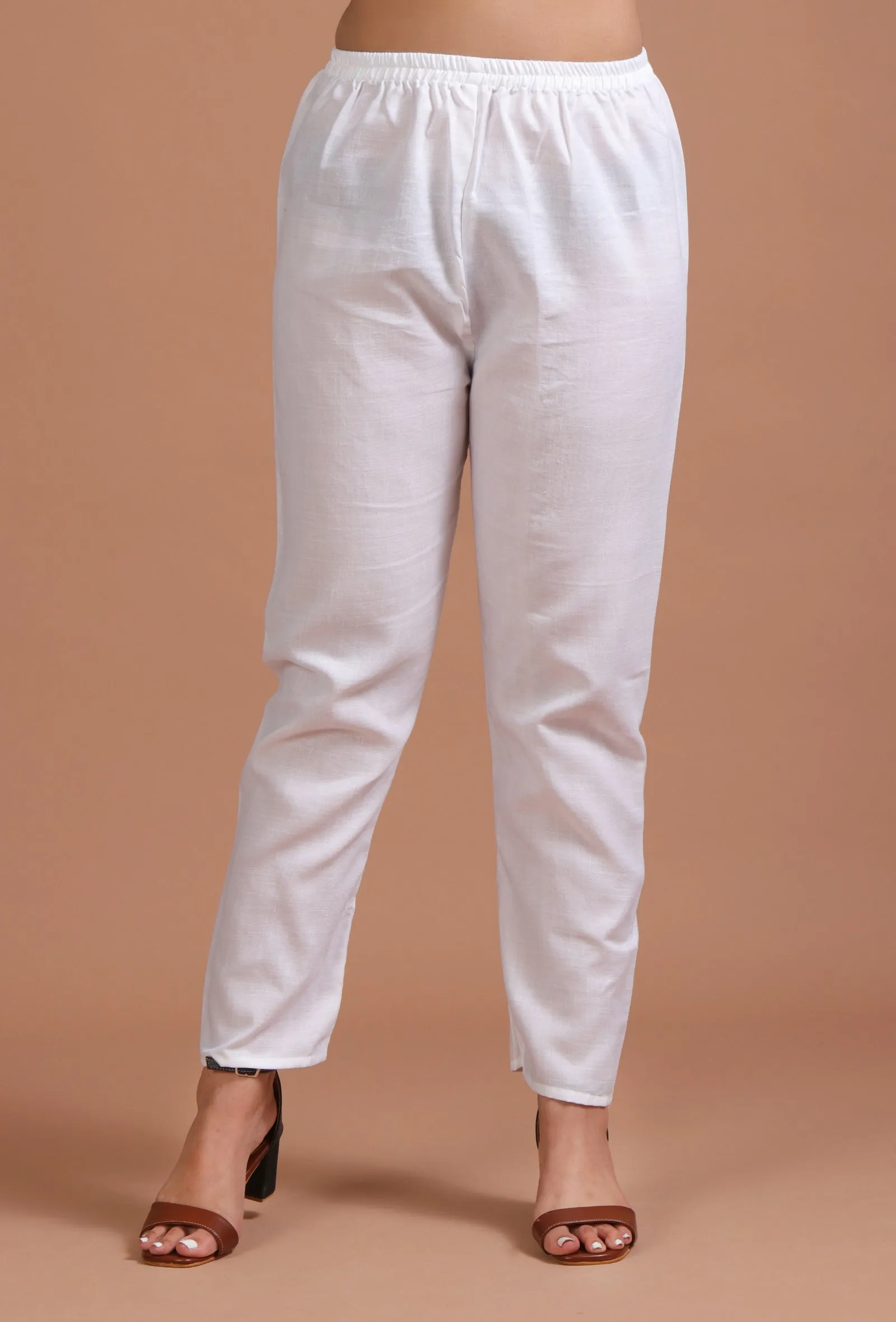 Set Of 2: Blue & White Cotton Plain Kurta & Pant Set