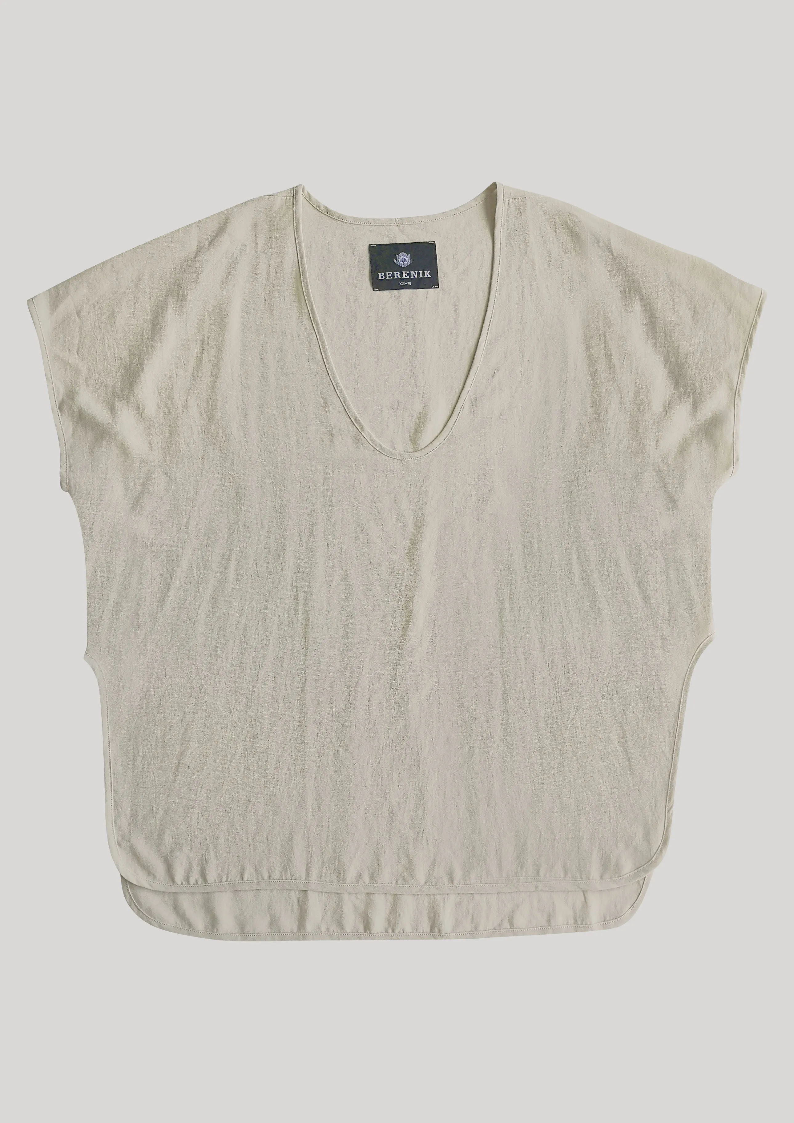 SHIRT SLEEVELESS-V-COLLAR CREME