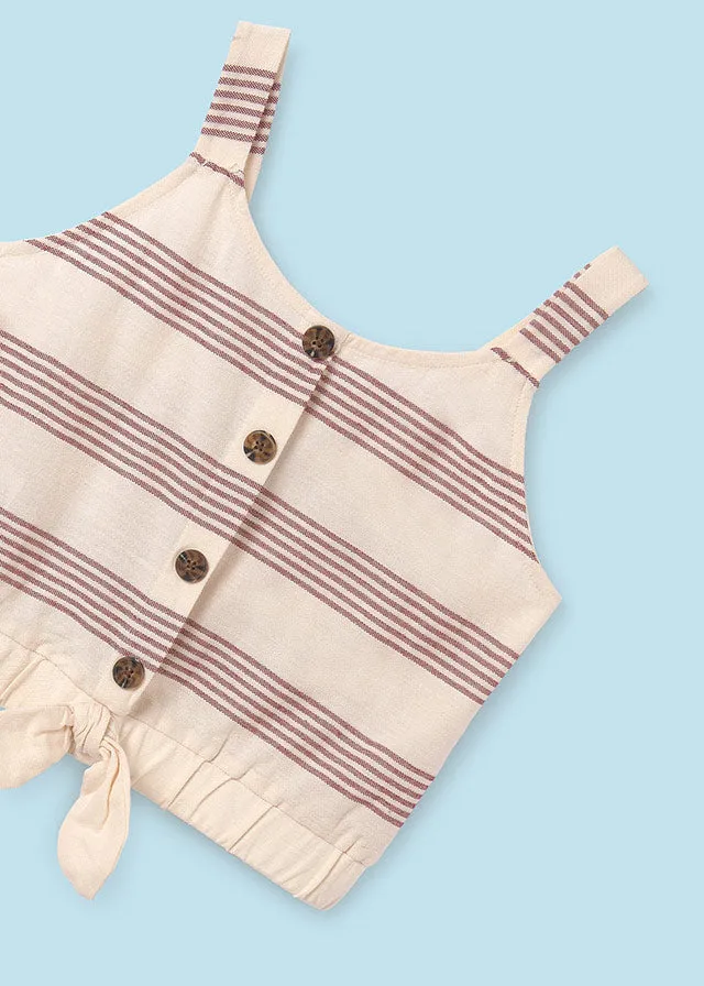 SS24 Mayoral Older Girls Ivory Striped Shorts Set 6276