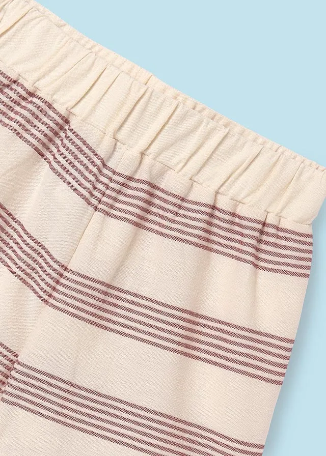 SS24 Mayoral Older Girls Ivory Striped Shorts Set 6276
