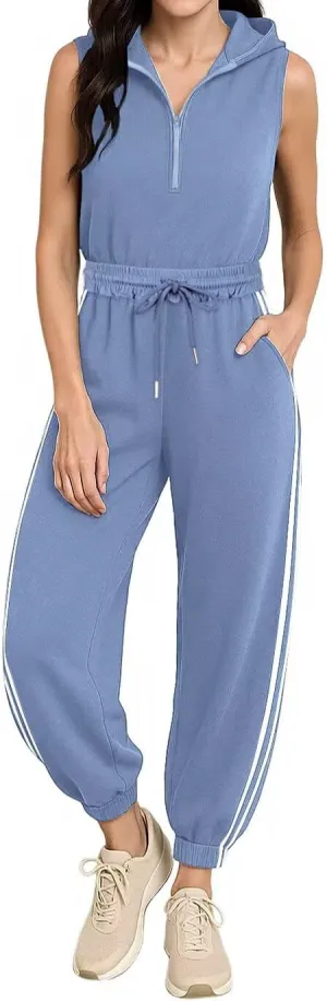 Sweatsuits Women 2 Piece Outfit Sleeveless Pullover Hoodie Sweatshirt and Sweatpants Sweat Pants Set with Pockets