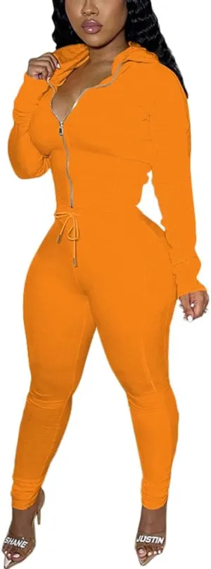 TOPSRANI Women Two Piece Outfits Bodycon Tracksuit Sweatsuits Hoodie Solid Jogger Workout Lounge Zipper Long Sleeve Pant Sets