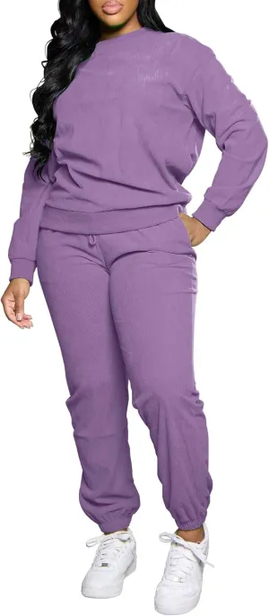 TOPSRANI Women Two Piece Outfits Casual Sweatsuits Tracksuit Solid Lounge Jogging Sweat Suits Matching Jogger Pants Sets