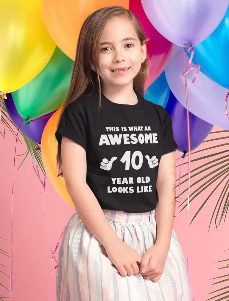 Tstars This is What an Awesome 10 Year Old Looks Like 10th Birthday Shirt Gifts for Girls Boys Youth Kids T-Shirt