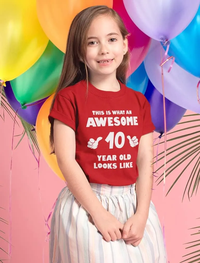 Tstars This is What an Awesome 10 Year Old Looks Like 10th Birthday Shirt Gifts for Girls Boys Youth Kids T-Shirt