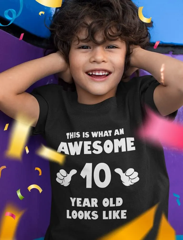 Tstars This is What an Awesome 10 Year Old Looks Like 10th Birthday Shirt Gifts for Girls Boys Youth Kids T-Shirt