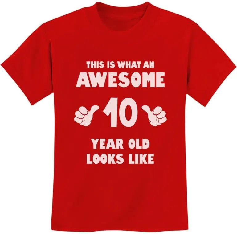 Tstars This is What an Awesome 10 Year Old Looks Like 10th Birthday Shirt Gifts for Girls Boys Youth Kids T-Shirt