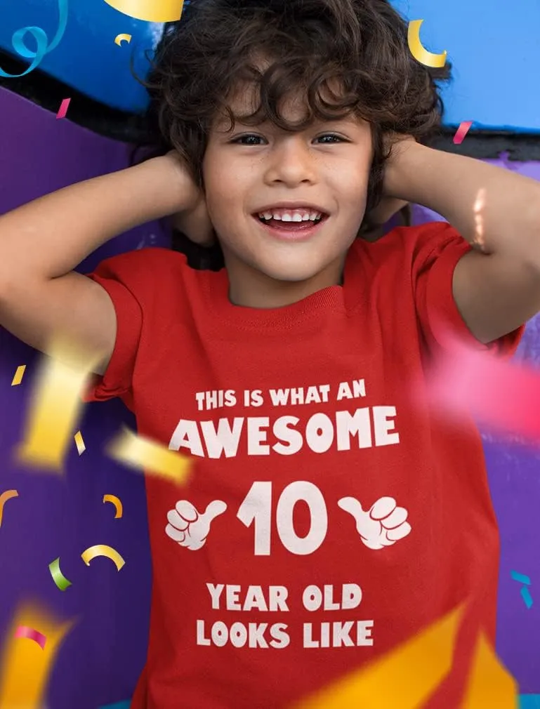 Tstars This is What an Awesome 10 Year Old Looks Like 10th Birthday Shirt Gifts for Girls Boys Youth Kids T-Shirt