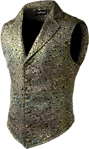VATPAVE Mens Victorian Suit Vest Steampunk Gothic Waistcoat