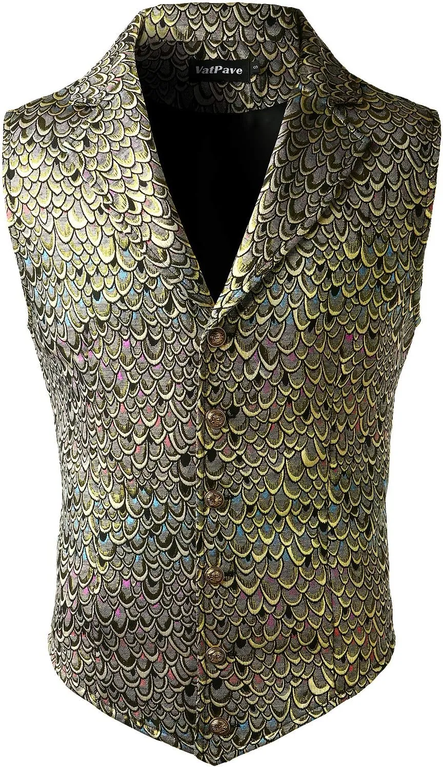 VATPAVE Mens Victorian Suit Vest Steampunk Gothic Waistcoat