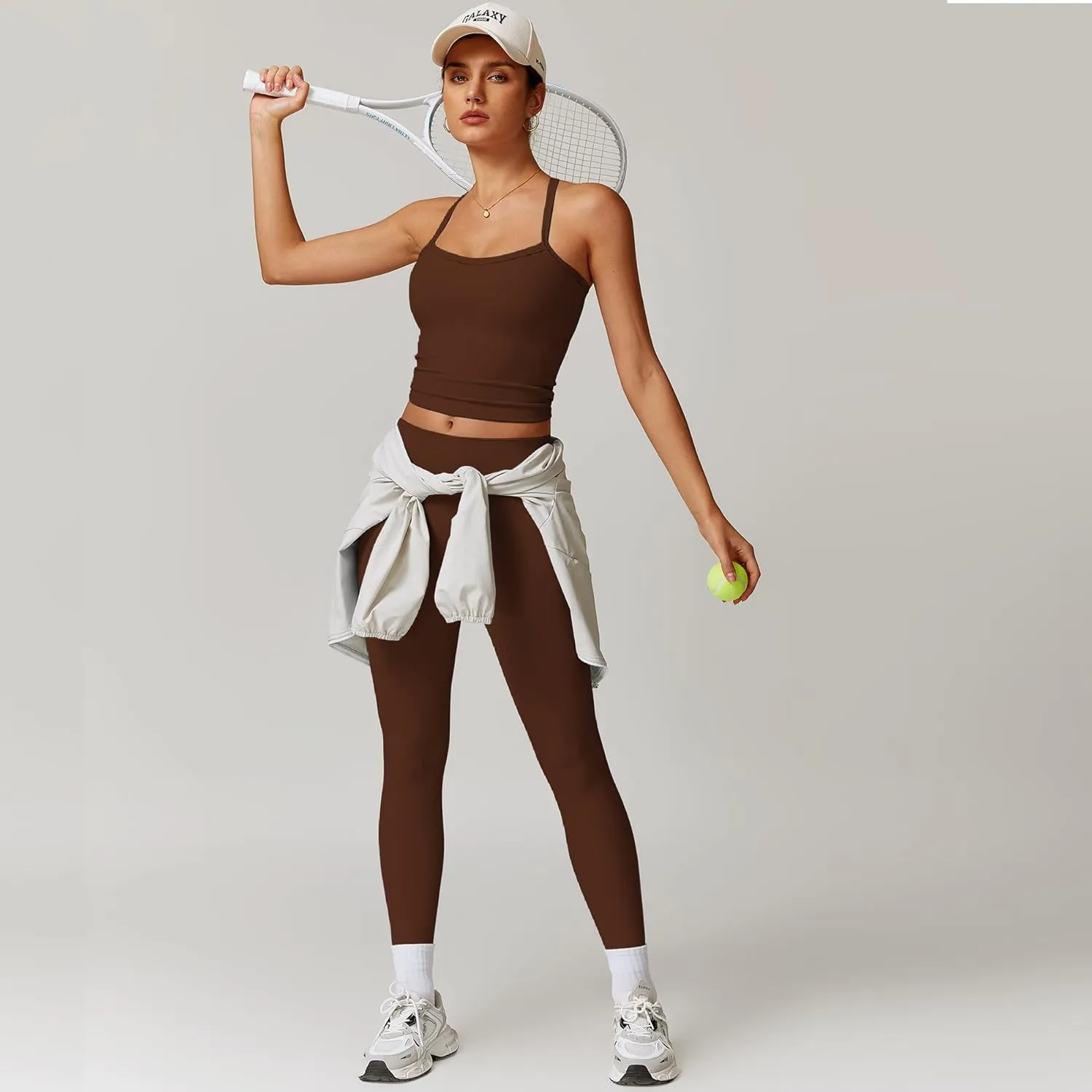 Women 2 Piece Workout Sets (2025 NEW) Yoga Outfit Open Back Tank Top High Waisted Leggings Gym Sets Tracksuits