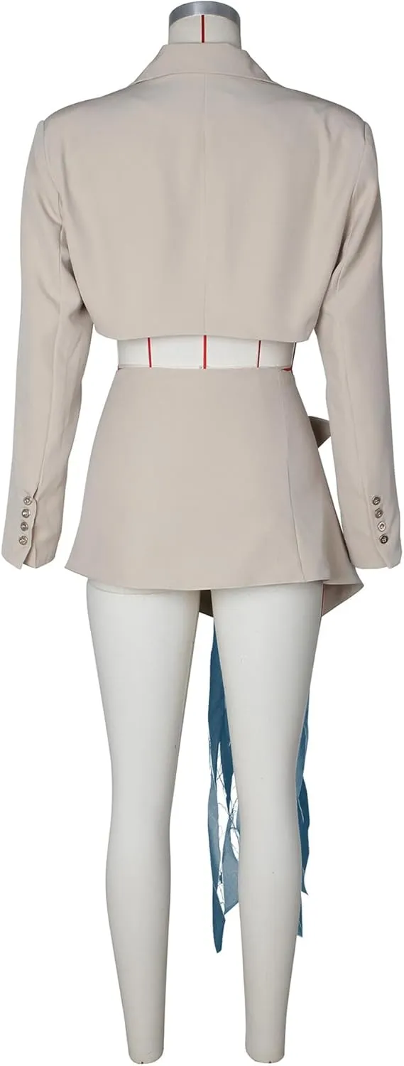 Womens 2 Piece Outfits Cropped Blazer Casual Suit Jackets and Mini Skirt Sets