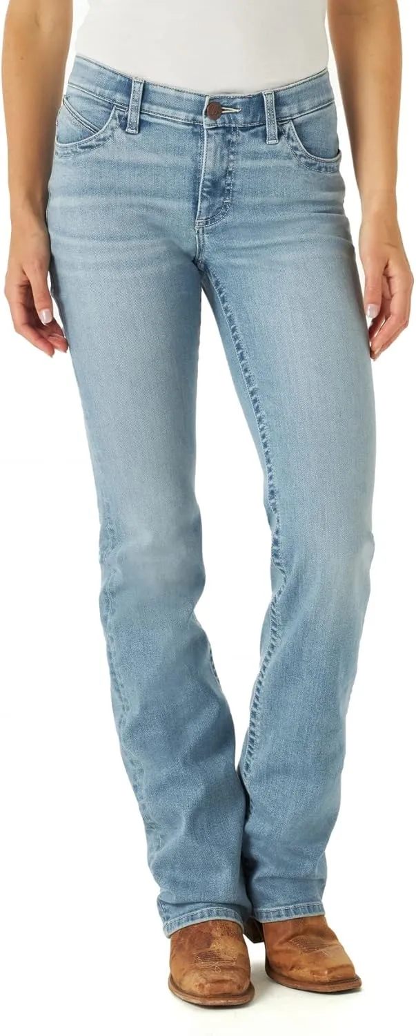 Wrangler Women's Willow Mid Rise Performance Waist Boot Cut Ultimate Riding Jean, Light Wash, 11-36