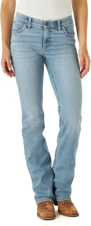 Wrangler Women's Willow Mid Rise Performance Waist Boot Cut Ultimate Riding Jean, Light Wash, 11-36