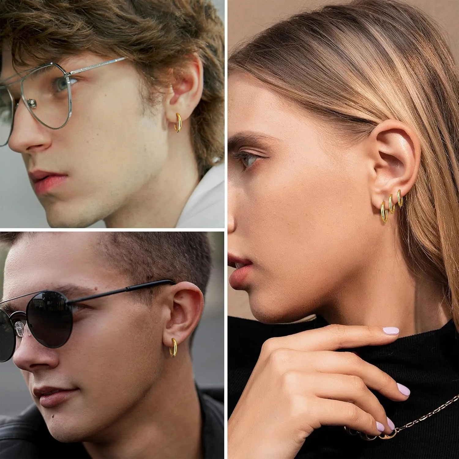 YADOCA 8 Pieces Clip On Earrings For Men Women Non-Piercing Fake Earrings Stainless Steel Clip On Hoop Earring Cool Earrings Ear Clips Set for Gifts