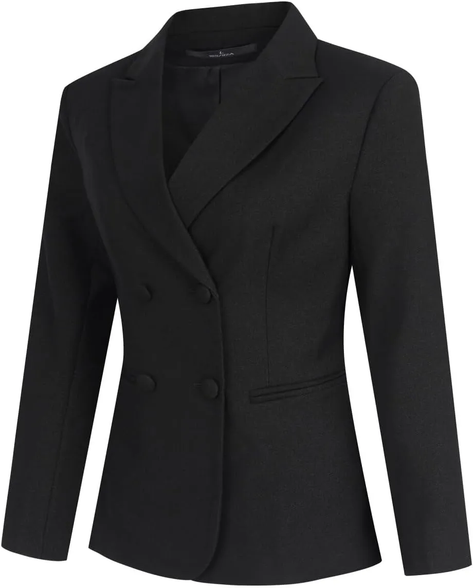 YUNCLOS Women's 2 Piece Double Breasted Suit Set Two Button Blazer and Pants