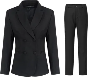 YUNCLOS Women's 2 Piece Double Breasted Suit Set Two Button Blazer and Pants